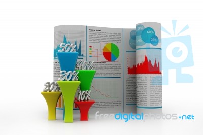 Business Report With Percentage Graph Stock Image