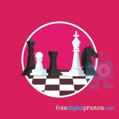 Business Strategy With Chess Figures On A Chess Board Stock Image