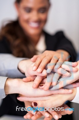 Business Team Stacking Hands Stock Photo