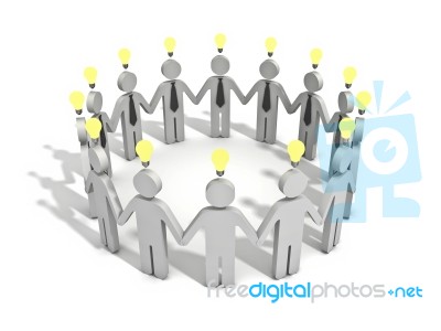 Business Team With Idea Light Bulbs Stock Image