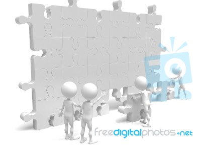 Business Team Work With Puzzle Stock Image