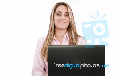 Business Woman Using Laptop Stock Photo