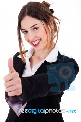 Business Women With Thumbs Up Stock Photo