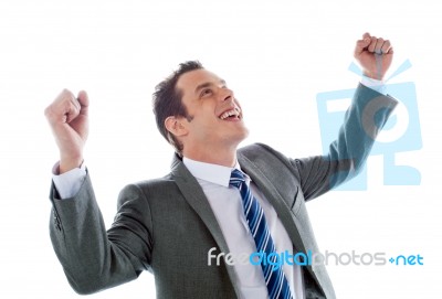 Businessman Celebrating Success Stock Photo