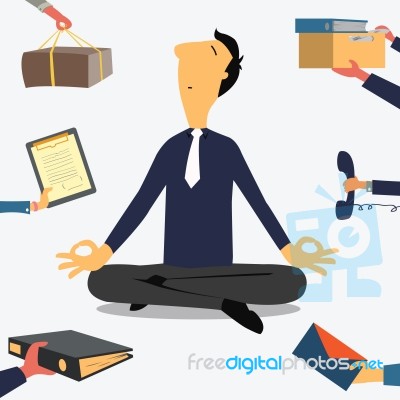 Businessman Doing Yoga Stock Image