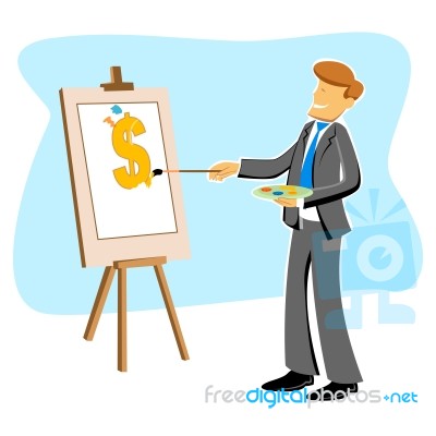 Businessman Draw Dollar Sign Stock Image