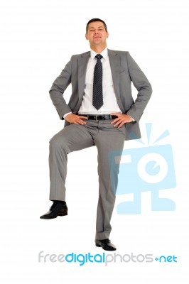 Businessman Foot On Step Stock Photo