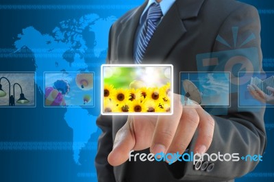 Businessman Hand Pushing Images Stock Photo