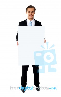 Businessman Holding Blank Board Stock Photo