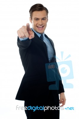 Businessman Pointing Forward Stock Photo