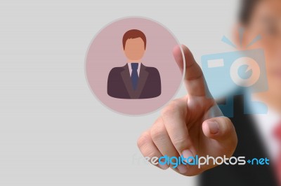 Businessman Pushing Human Button Stock Image