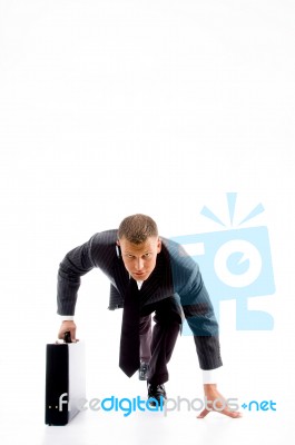 Businessman Ready To Corporate Race Stock Photo