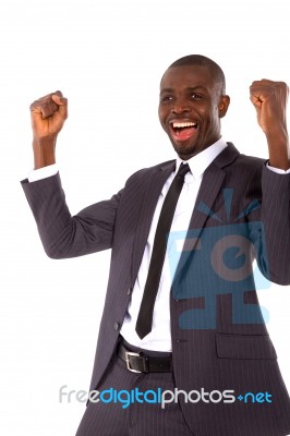 Businessman Rejoices Stock Photo