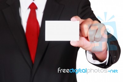 Businessman Showing Business Card Stock Photo