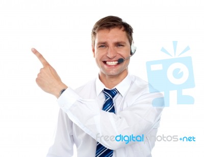 Businessman Showing Pointing Up Stock Photo