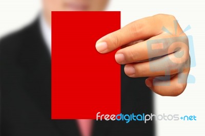 Businessman Showing Red Paper Stock Photo