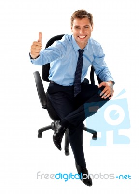 Businessman Showing Thumb Up Stock Photo