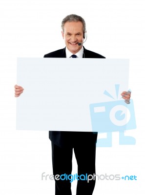 Businessman Showing White Board Stock Photo