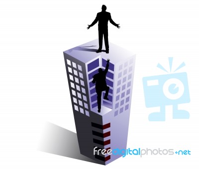 Businessman Standing On A Skyscraper Stock Image