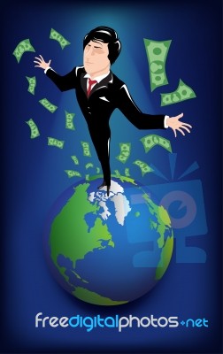 Businessman Standing On Earth Stock Image