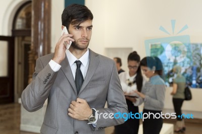 Businessman Talking On The Phone Stock Photo