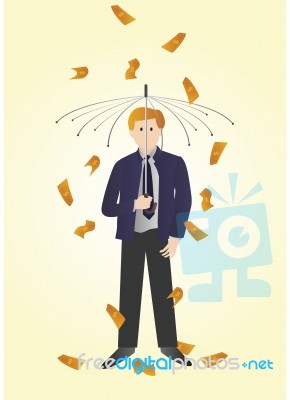 businessman under Money Rain Stock Image