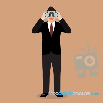 Businessman With Binoculars Stock Image