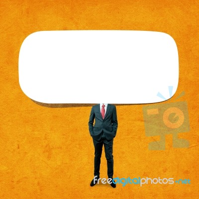 Businessman With Blank Notice Card Stock Image
