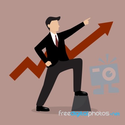 Businessman With Graph Up Stock Image
