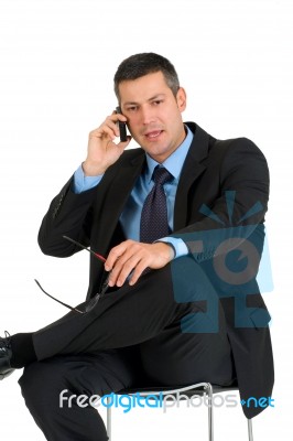 Businessman With Mobile Stock Photo