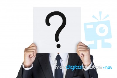 Businessman With Question Stock Photo