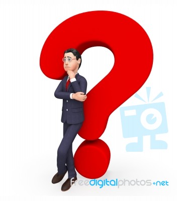 Businessman With Question Shows Frequently Asked Questions And Answer Stock Image