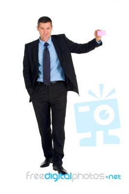 Businessman With Red Card Stock Photo