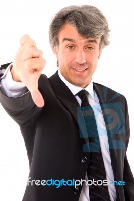Businessman With Thumb Down Stock Photo