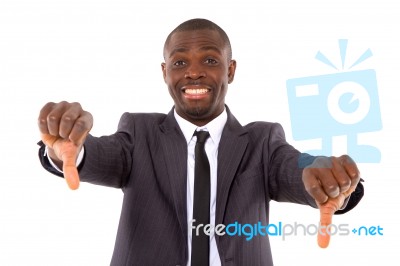 Businessman With Thumbs Down Stock Photo