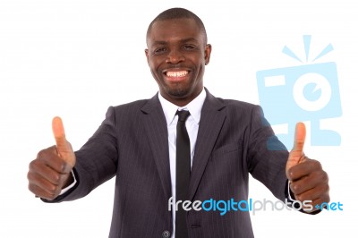 Businessman With Thumbs Up Stock Photo