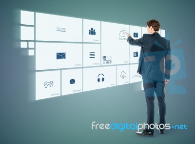 Businessman Working With Virtual Surface Stock Photo