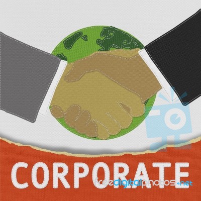 Businessmen Shaking Hands With Stitch Style On Fabric Background… Stock Image