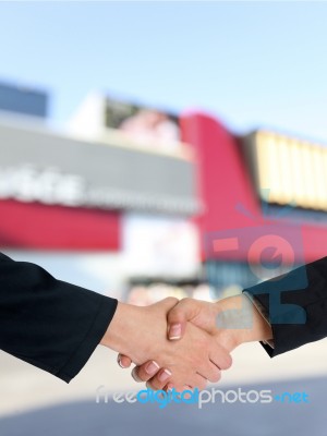 Businesspeople handshaking Stock Photo