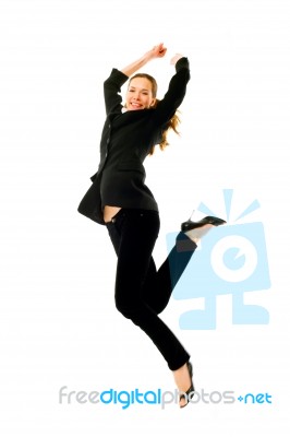 Businesswoman Jumping Stock Photo