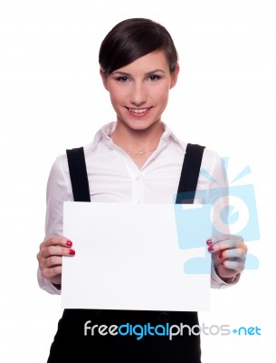 Businesswoman With Blank Paper Stock Photo