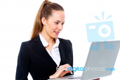 Businesswoman With Laptop Stock Photo