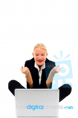 Businesswoman With Laptop Stock Photo