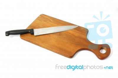 Butchers Knife And White Background Stock Photo