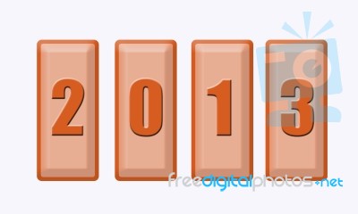 Button Of 2013 Isolated On White Background Stock Photo