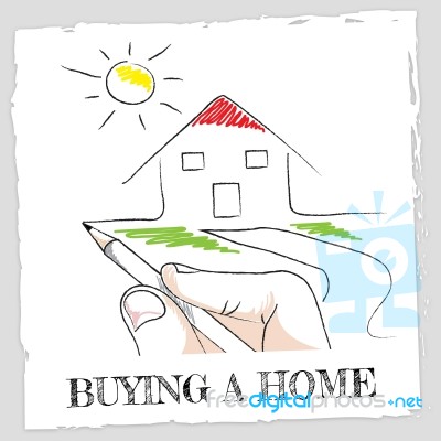 Buying A Home Means House Purchase And Mortgage Stock Image
