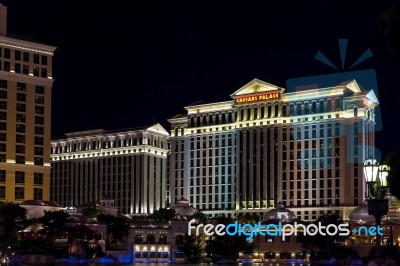 Caesar's Palace Hotel And Casino At Night In Las Vegas Stock Photo