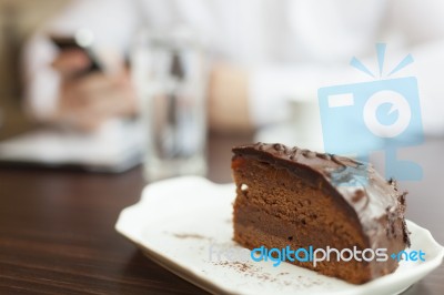 Cake And Coffee Break In Restaurant Stock Photo