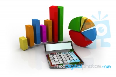 Calculator And Graphs Representing A Business Financial Performance Stock Image