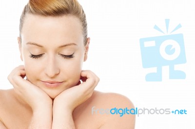 Calm And Beautiful Spa Girl With Closed Eyes Stock Photo